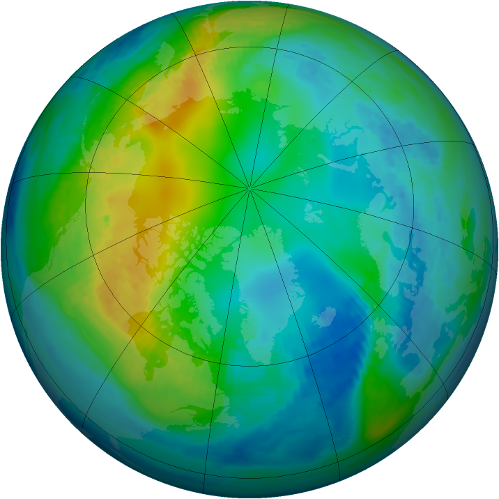Arctic ozone map for 12 November 1989